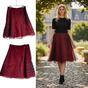 Tulle Skirt Size 8 Victor Costa. Rich burgundy red